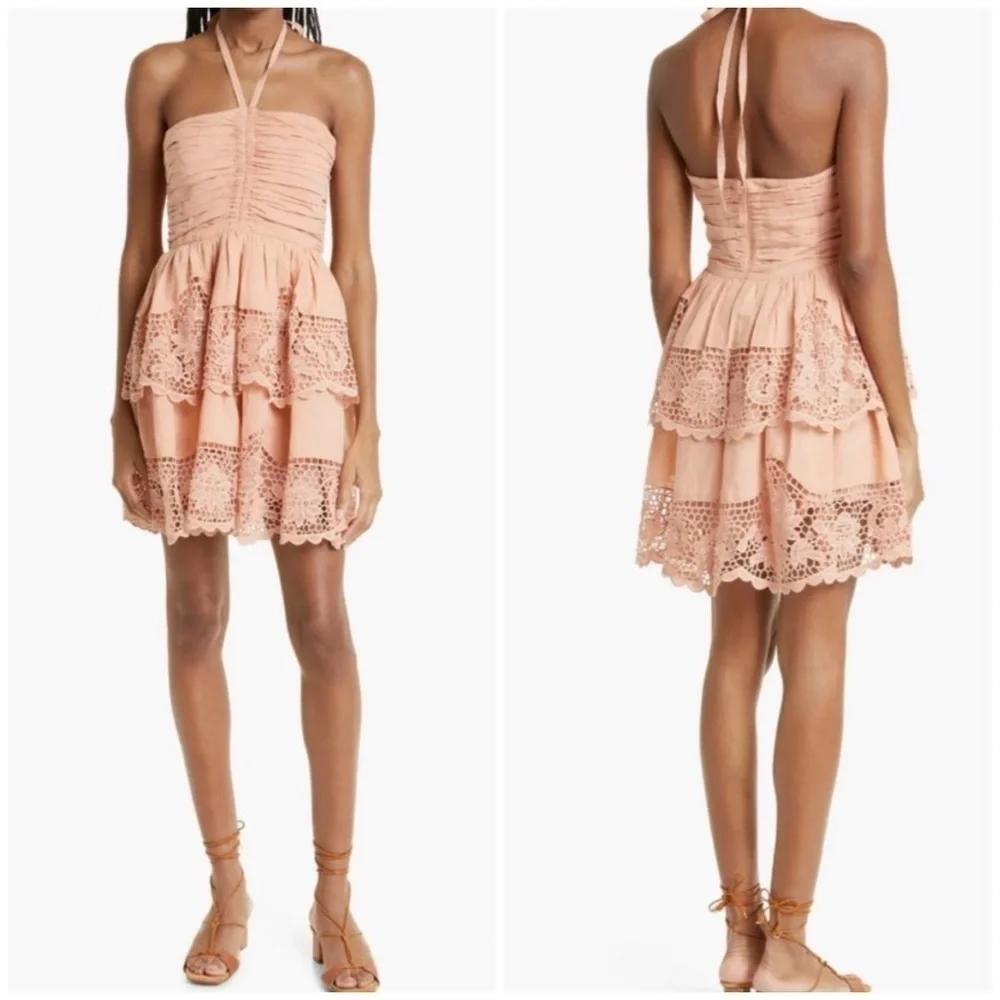 New! ULLA JOHNSON Savannah Mini Dress Azalea - Picture 1 of 11